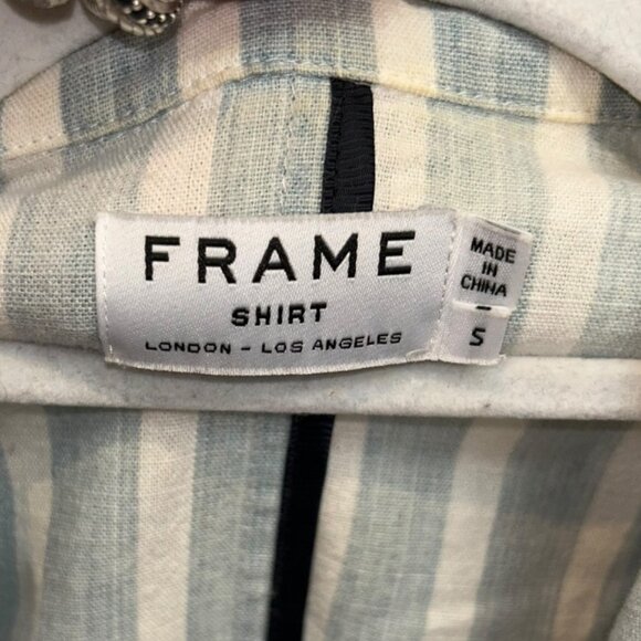 FRAME summer weight chambray blue stripe blazer jacket S - Picture 2 of 5